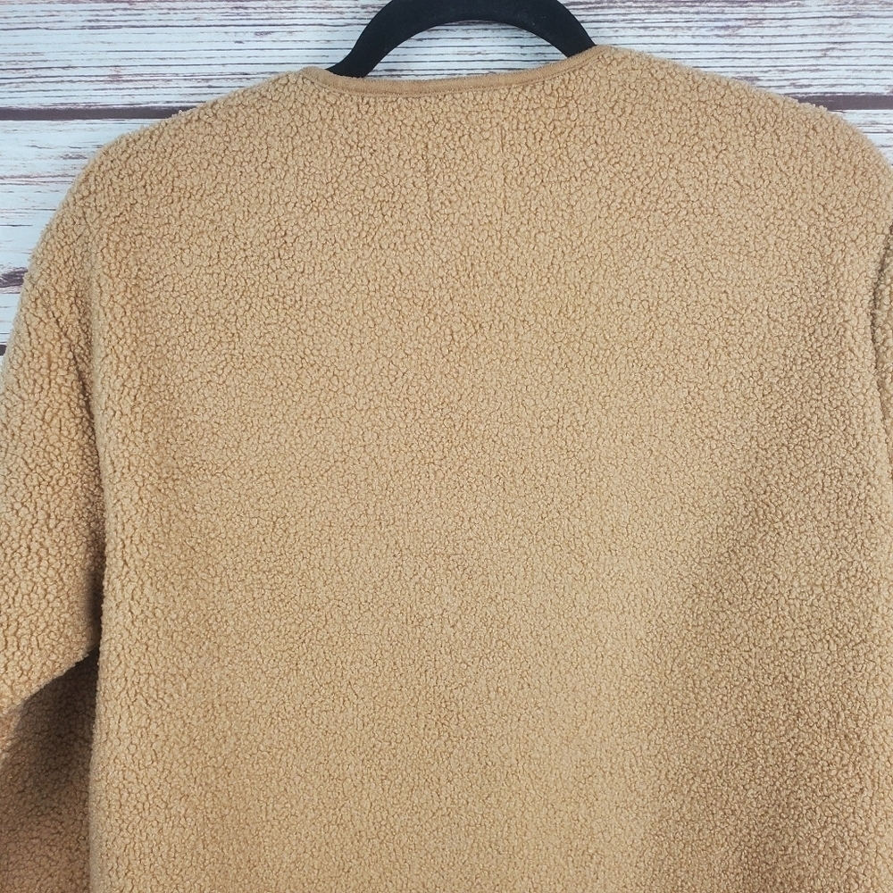 Joie Womens XS Tan Sherpa Snap Botton Fleece Lined Teddy Jacket - Picture 8 of 10